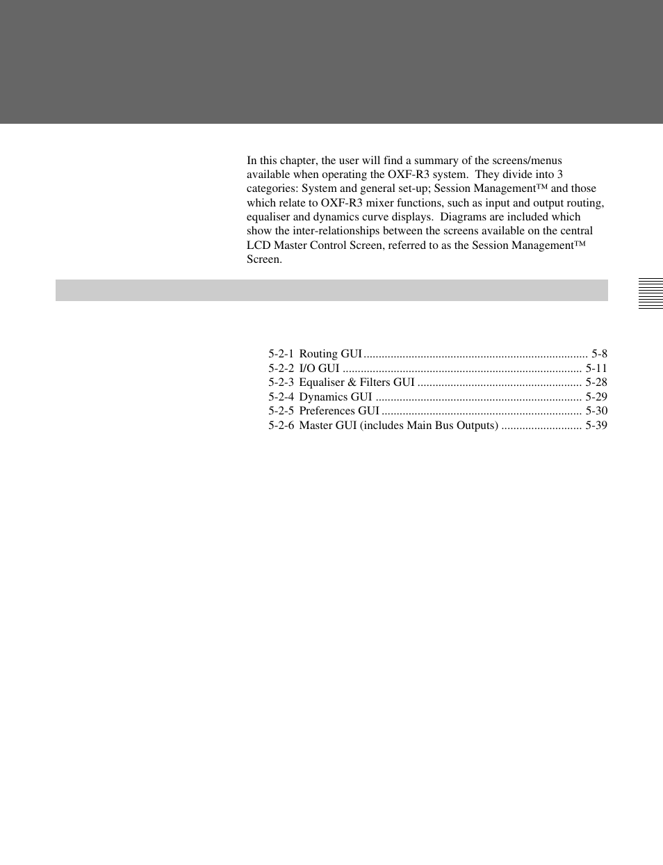 Chapter 5 – control screens, Chapter 5 contents | Sony OXF-R3 User Manual | Page 115 / 396