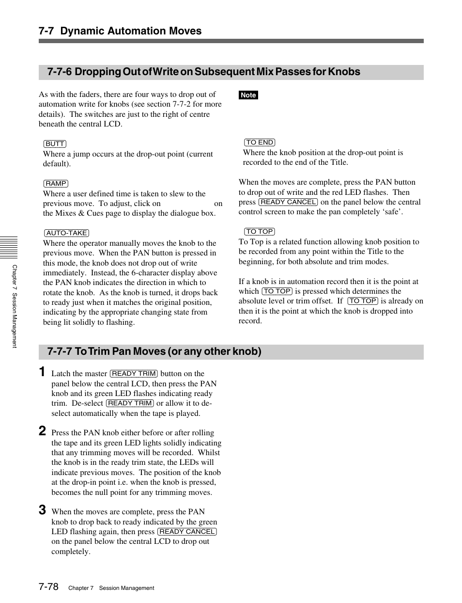 7-7 to trim pan moves (or any other knob) | Sony OXF-R3 User Manual | Page 338 / 396
