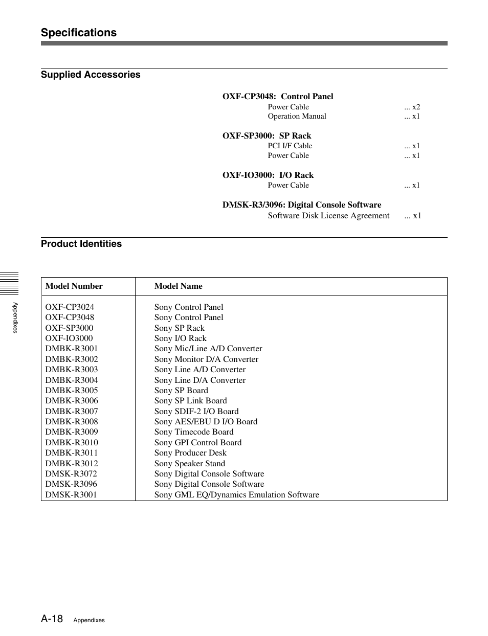 Specifications | Sony OXF-R3 User Manual | Page 388 / 396