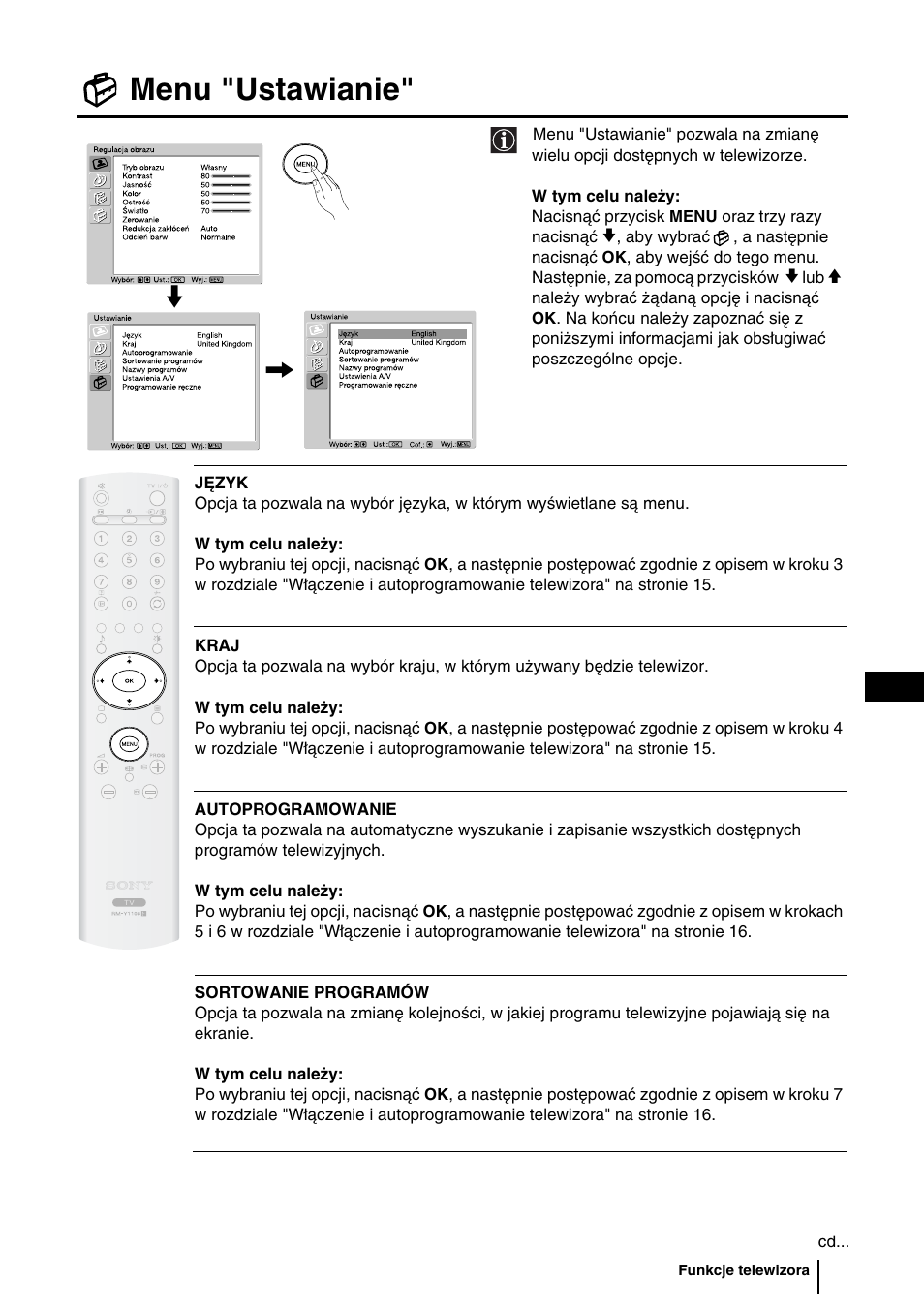 Menu "ustawianie, 23 pl | Sony WEGA KLV-30HR3 User Manual | Page 88 / 134