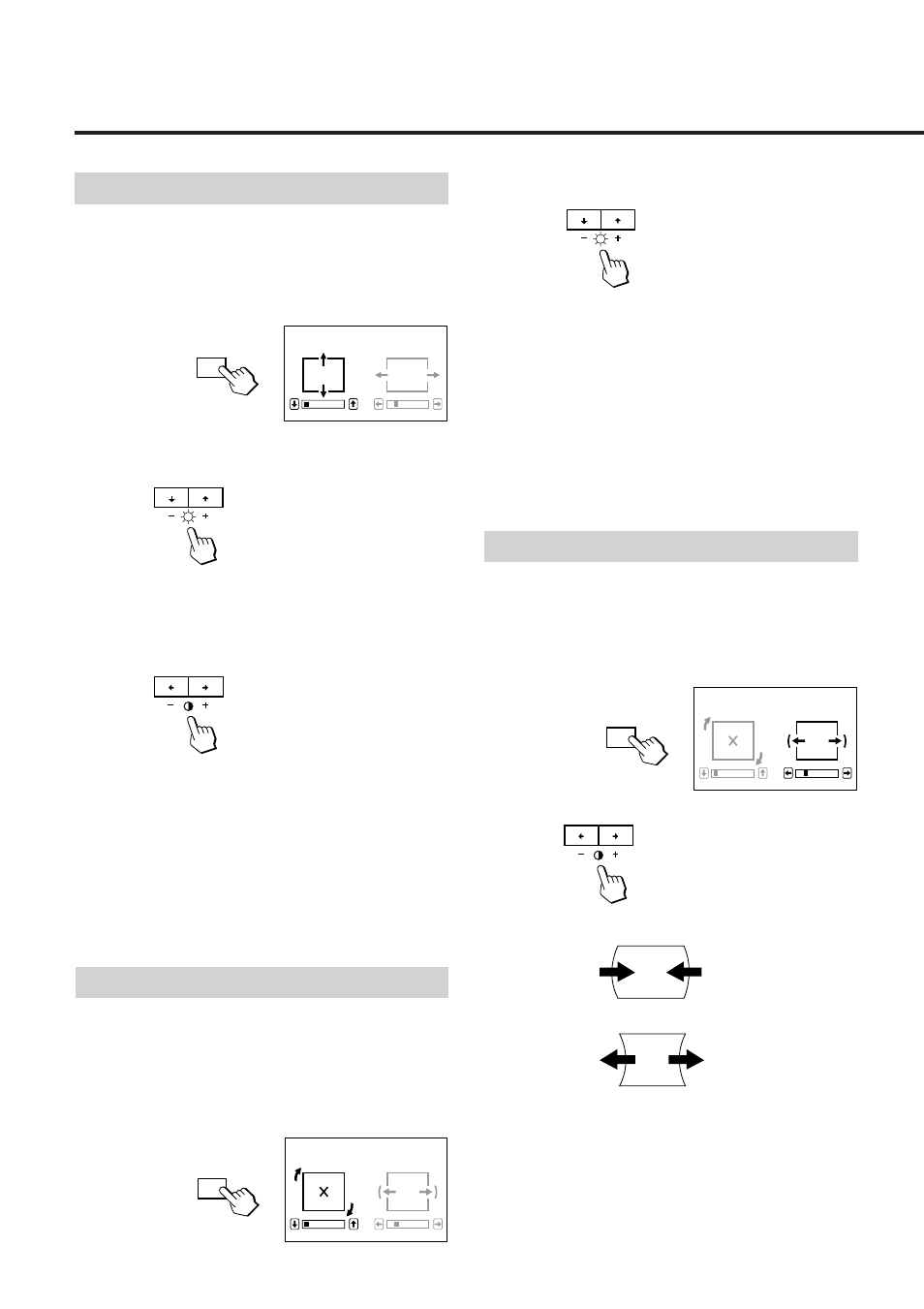 Réglage de la taille de l’image, Réglage de la rotation de l’image, Réglage de la distorsion en coussin | Réglages | Sony GDM-17SE2T5 User Manual | Page 20 / 63