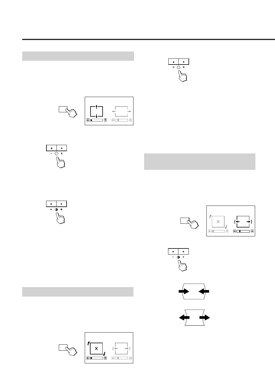 Ajustes, Ajuste de la distorsión de la imagen, Ajuste del tamaño de la imagen | Ajuste de la rotación de la imagen | Sony GDM-17SE2T5 User Manual | Page 44 / 63