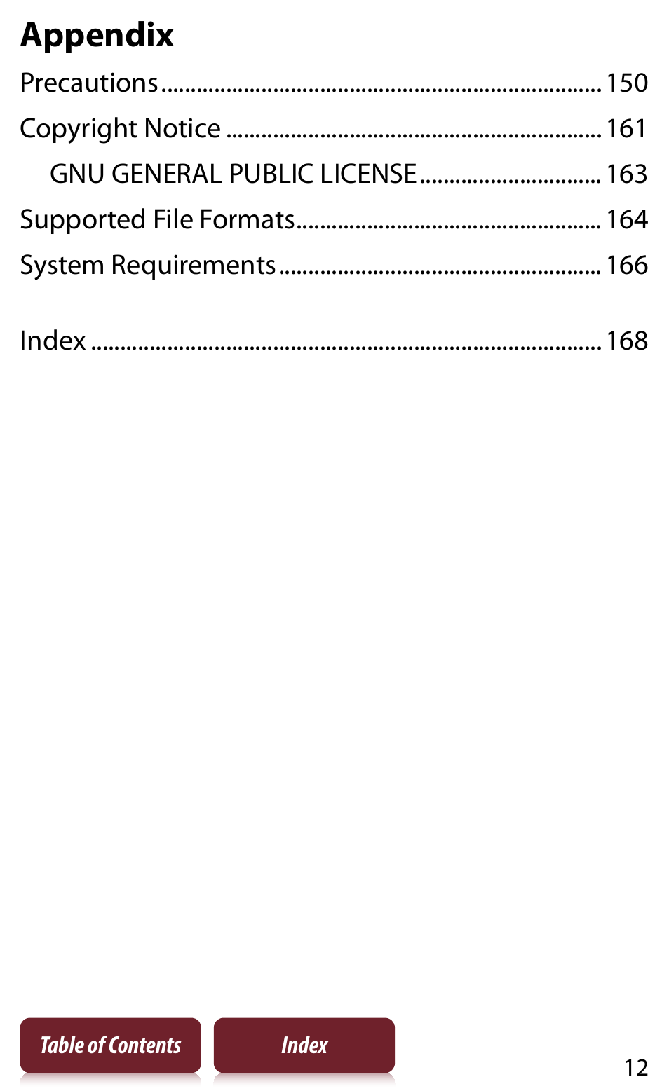 Appendix | Sony READER DAILY EDITION PRS-950 User Manual | Page 12 / 175