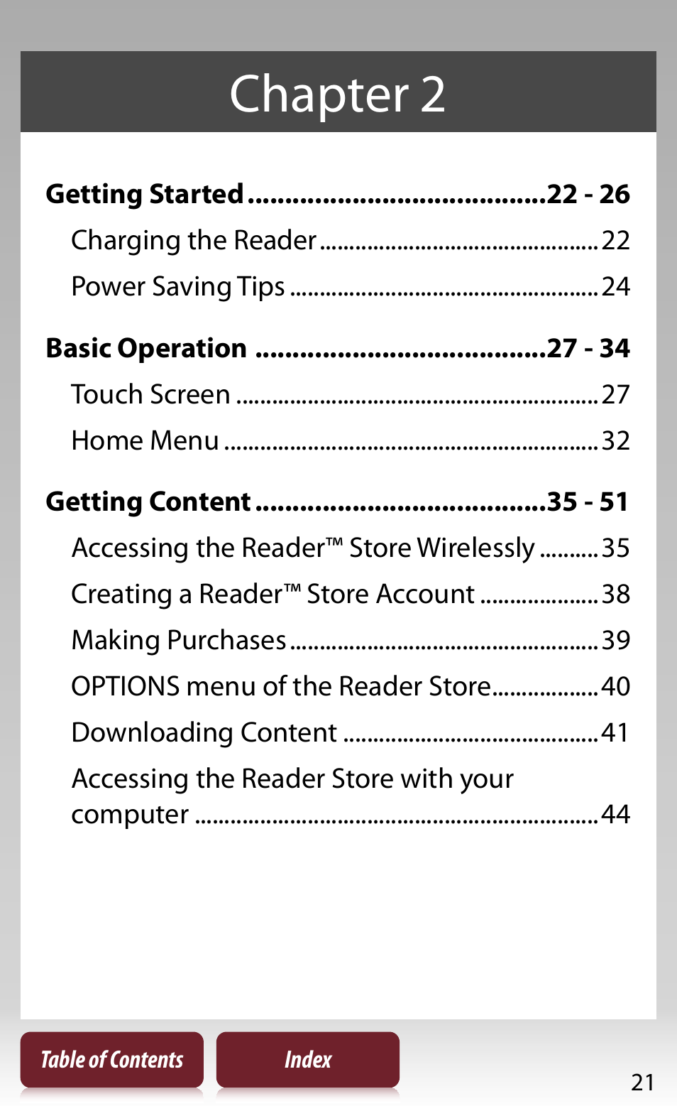 Chapter 2 | Sony READER DAILY EDITION PRS-950 User Manual | Page 21 / 175