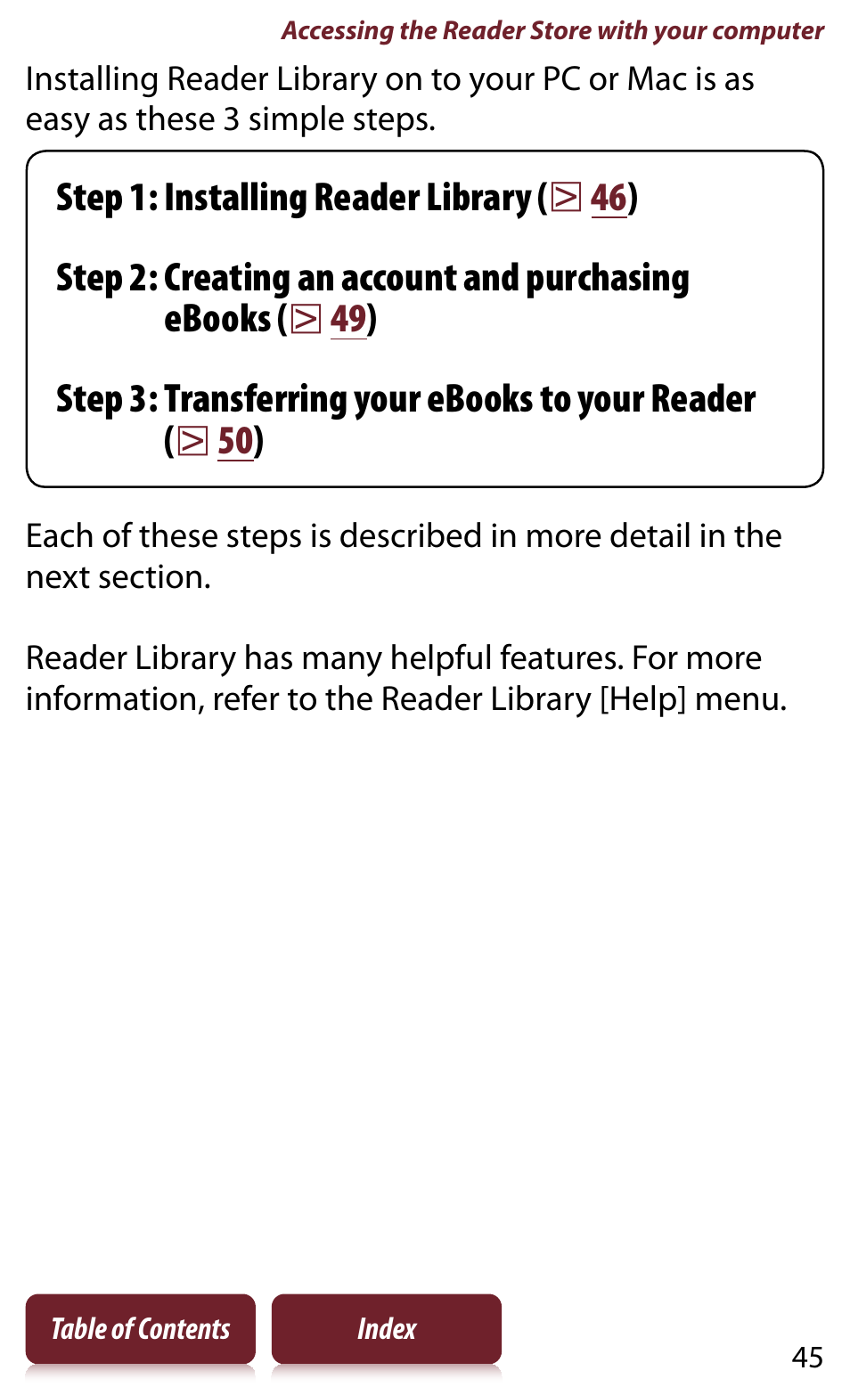 Sony READER DAILY EDITION PRS-950 User Manual | Page 45 / 175