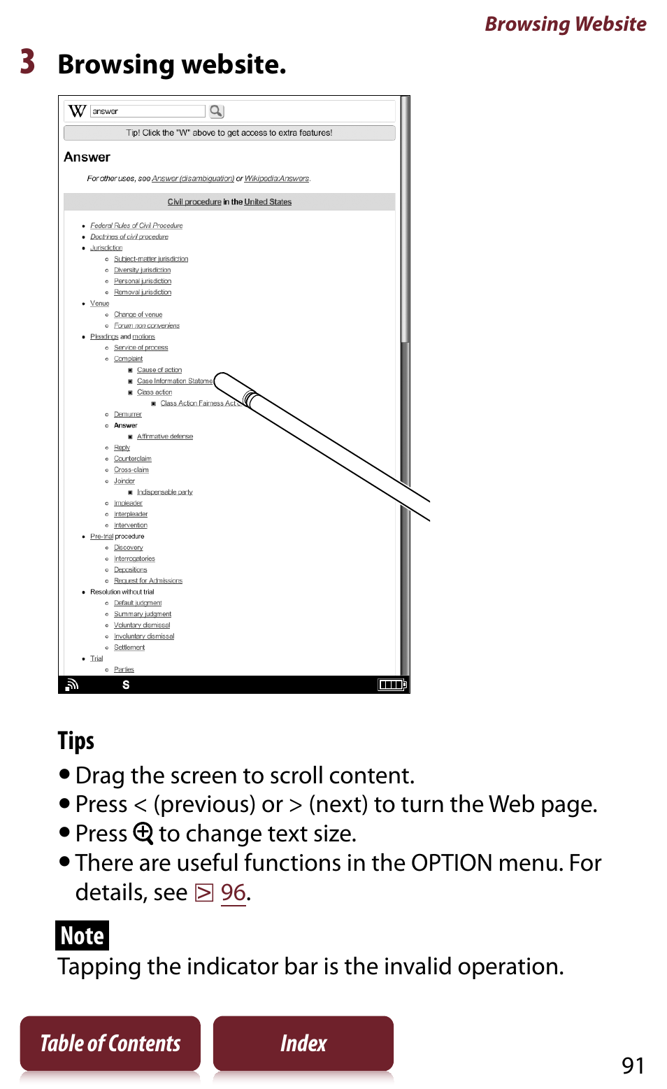 Browsing website | Sony READER DAILY EDITION PRS-950 User Manual | Page 91 / 175