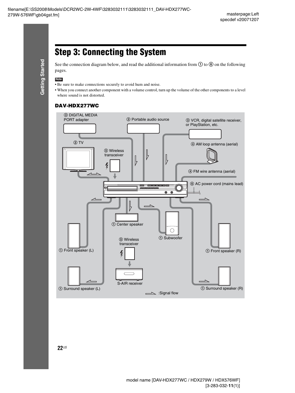 Step 3: connecting the system | Sony DAV-HDX277WC User Manual | Page 22 / 124