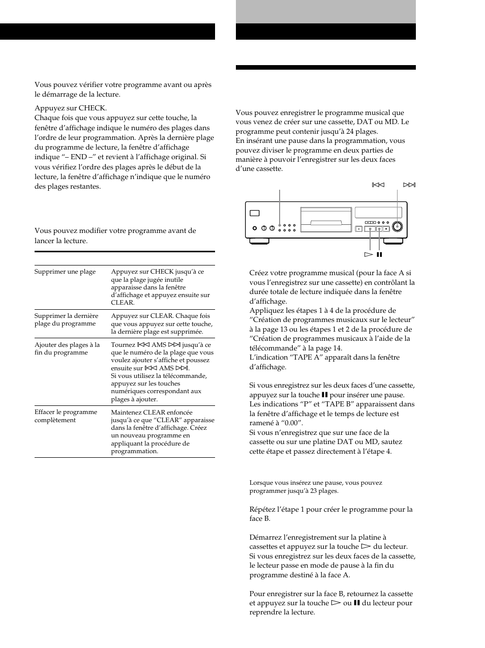 Enregistrement de votre programme musical, Enregistrement de disques compacts, Modification de l’ordre des plages | Sony CDP-XB630 User Manual | Page 35 / 64