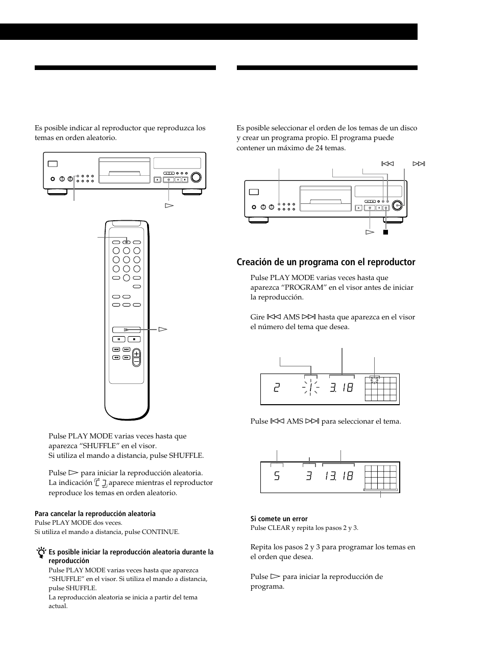 Reproducción de discos compactos, Creación de un programa con el reproductor 1 | Sony CDP-XB630 User Manual | Page 53 / 64