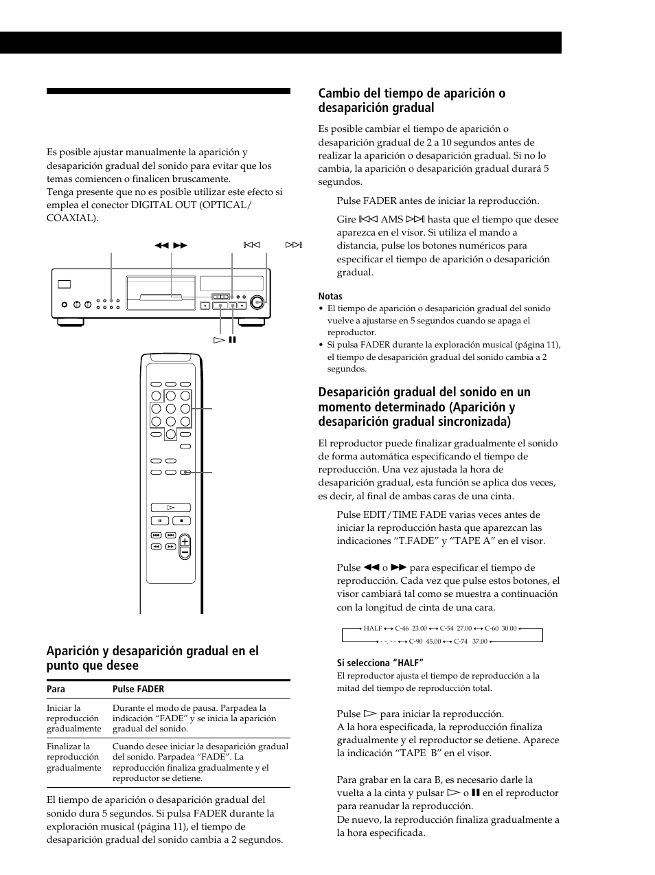 Aparición y desaparición gradual del sonido, Grabación a partir de discos compactos | Sony CDP-XB630 User Manual | Page 57 / 64