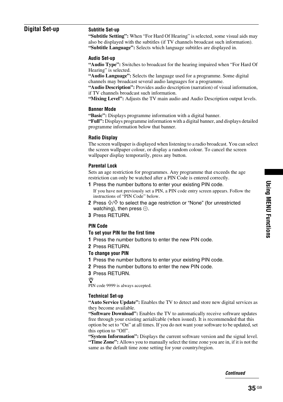 Sony Bravia KDL-32D3010 User Manual | Page 35 / 132