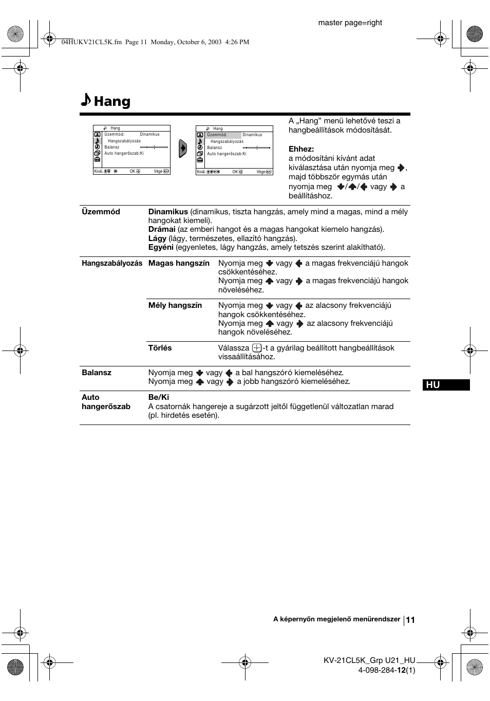 Hang | Sony KV-21CL5K User Manual | Page 65 / 128