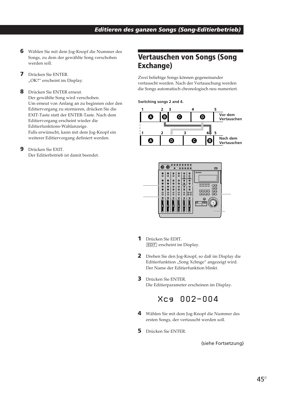 Vertauschen von songs (song exchange) | Sony MDM-X4 User Manual | Page 174 / 194