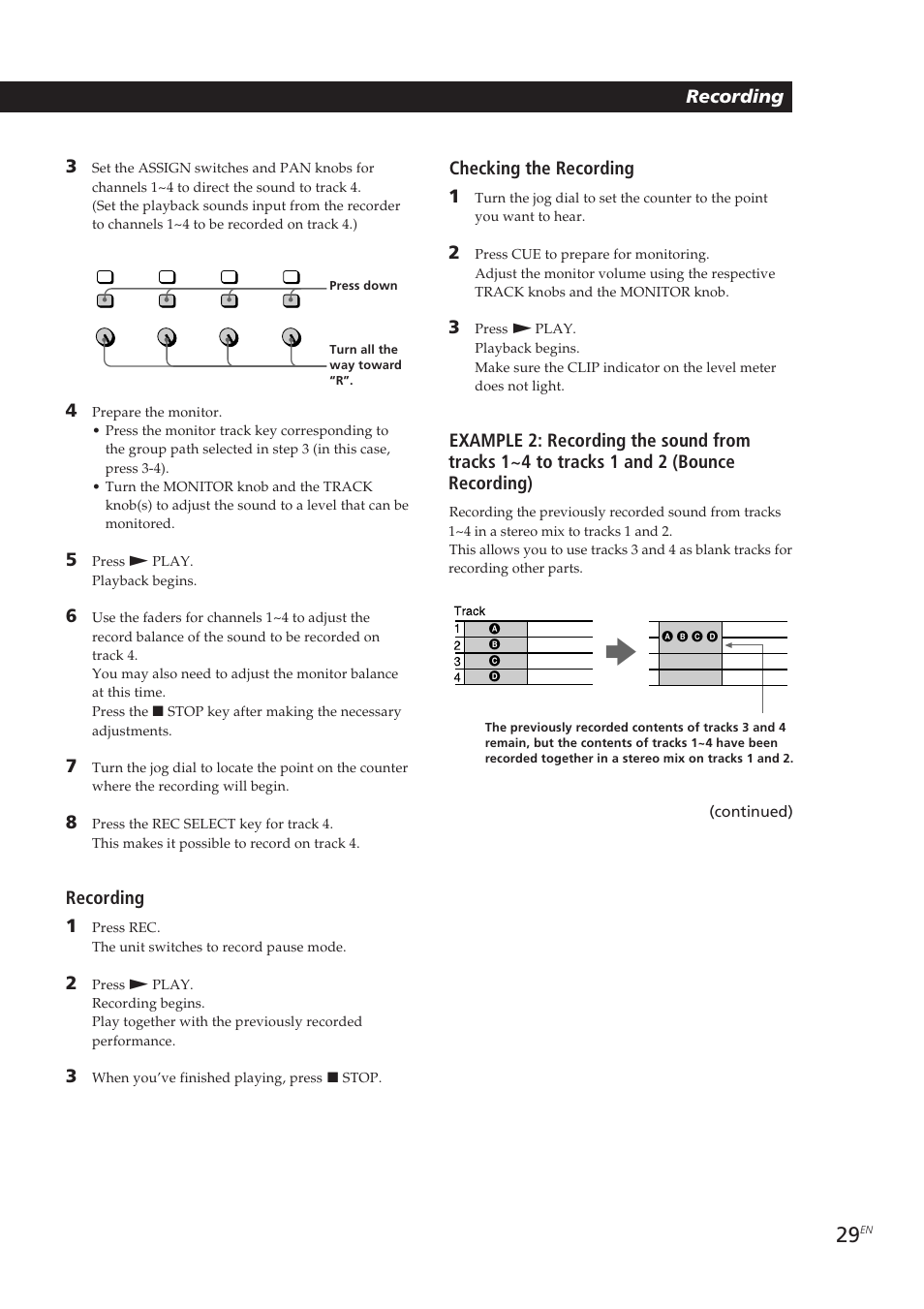 Recording 3, Recording 1, Checking the recording 1 | Sony MDM-X4 User Manual | Page 29 / 194