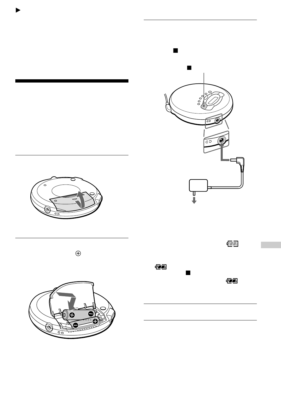 Connecting a power source, Using the rechargeable batteries | Sony CD Walkman D-FJ61 User Manual | Page 21 / 32