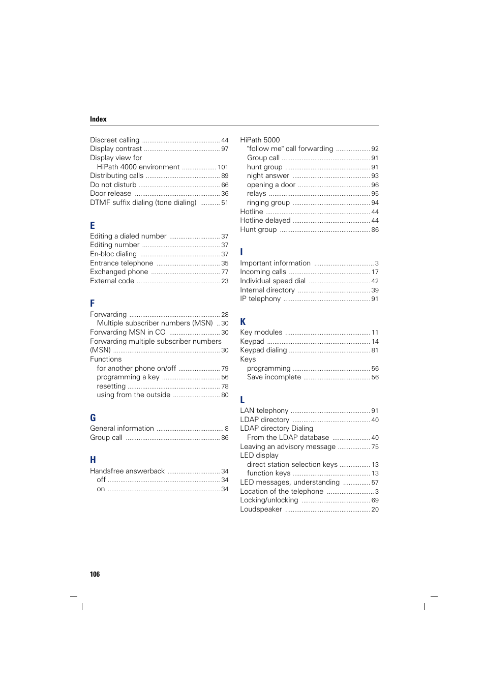 Sony HIPATH 500 User Manual | Page 106 / 113