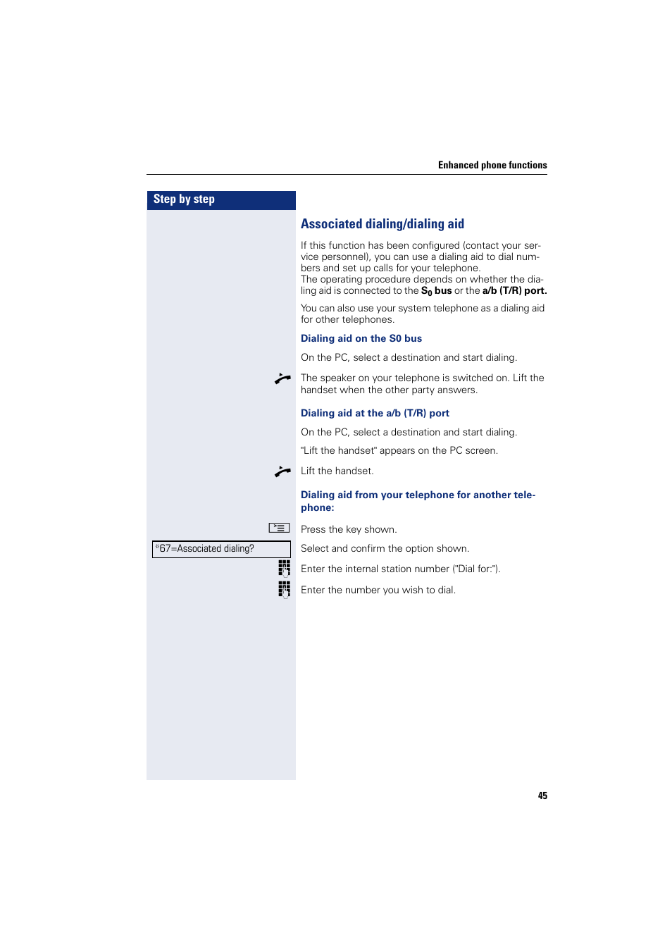 Associated dialing/dialing aid | Sony HIPATH 500 User Manual | Page 45 / 113