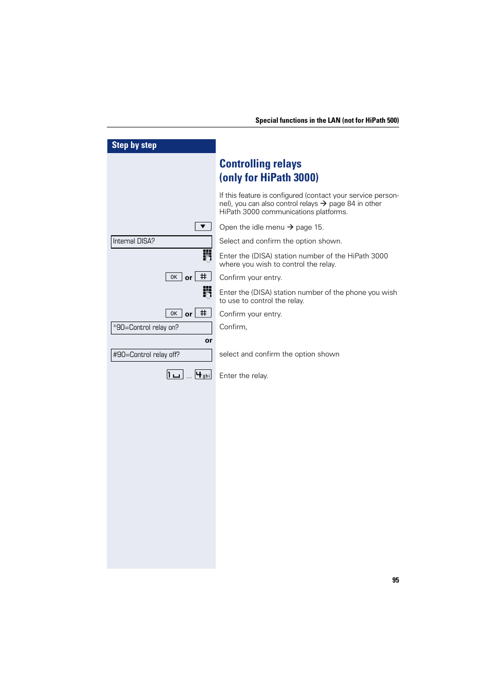 Controlling relays (only for hipath 3000) | Sony HIPATH 500 User Manual | Page 95 / 113