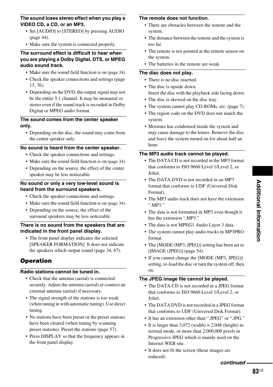 Sony DAV-DX355 User Manual | Page 83 / 104