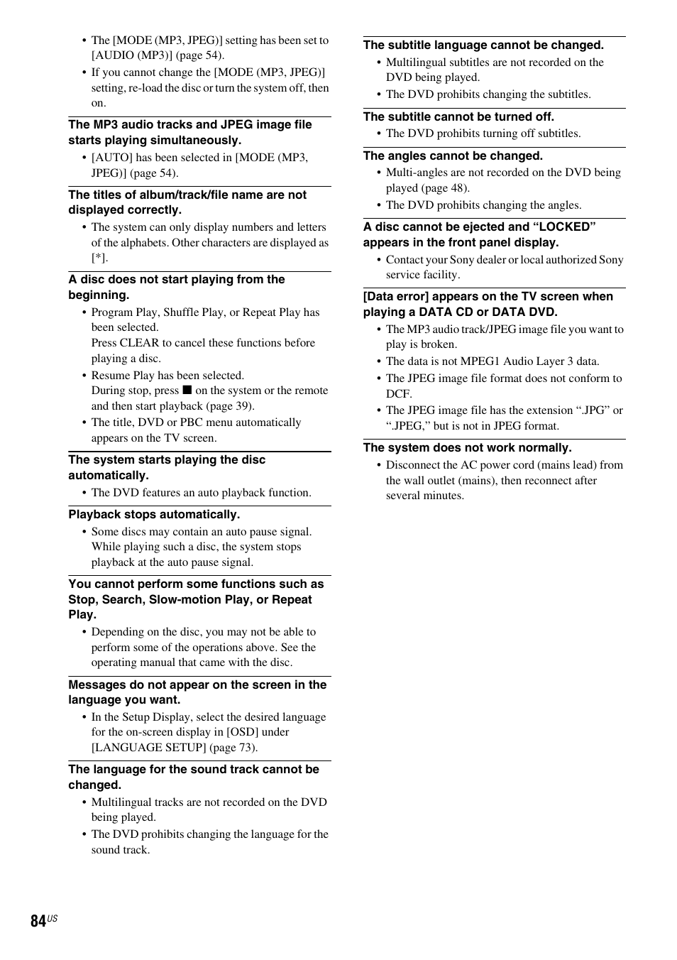 Sony DAV-DX355 User Manual | Page 84 / 104