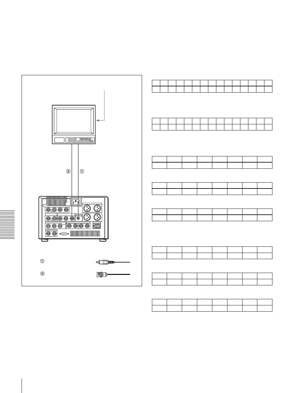 Connection of a video monitor, Settings on an editing control unit, Sw3 (ntsc model) • sw3 (pal model) | Sony DSR-1500 User Manual | Page 88 / 120