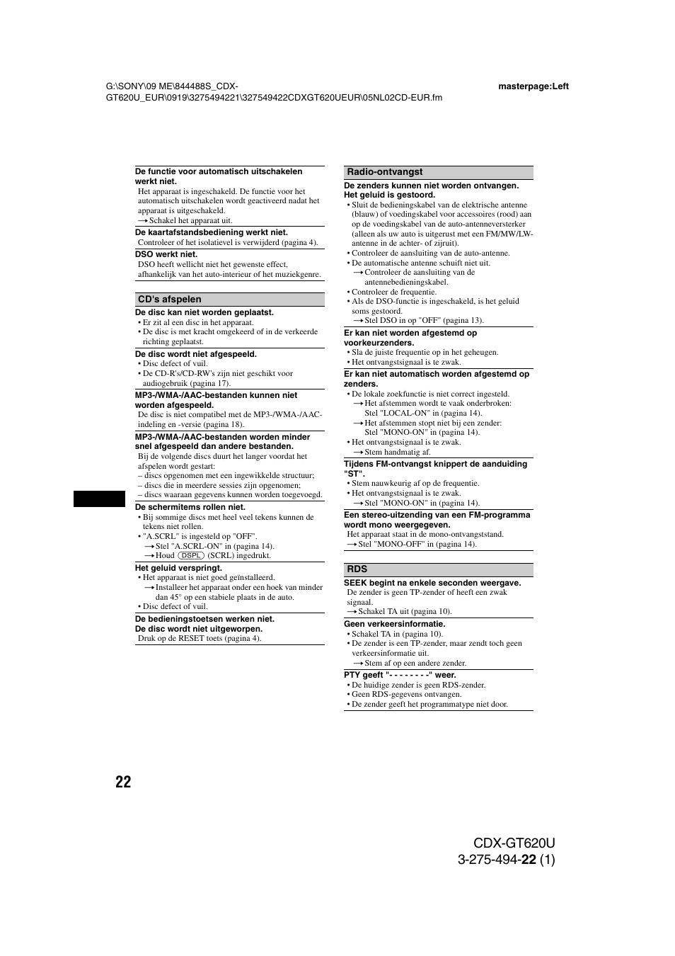 Sony CDXGT620U User Manual | Page 116 / 120