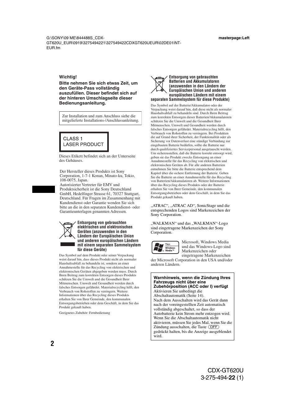 Sony CDXGT620U User Manual | Page 24 / 120