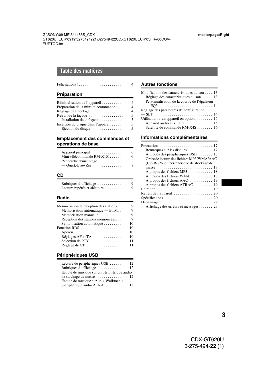 Sony CDXGT620U User Manual | Page 49 / 120