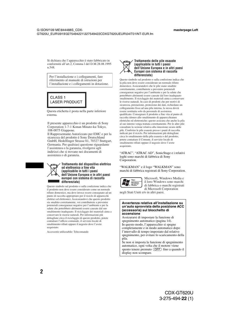 Sony CDXGT620U User Manual | Page 72 / 120