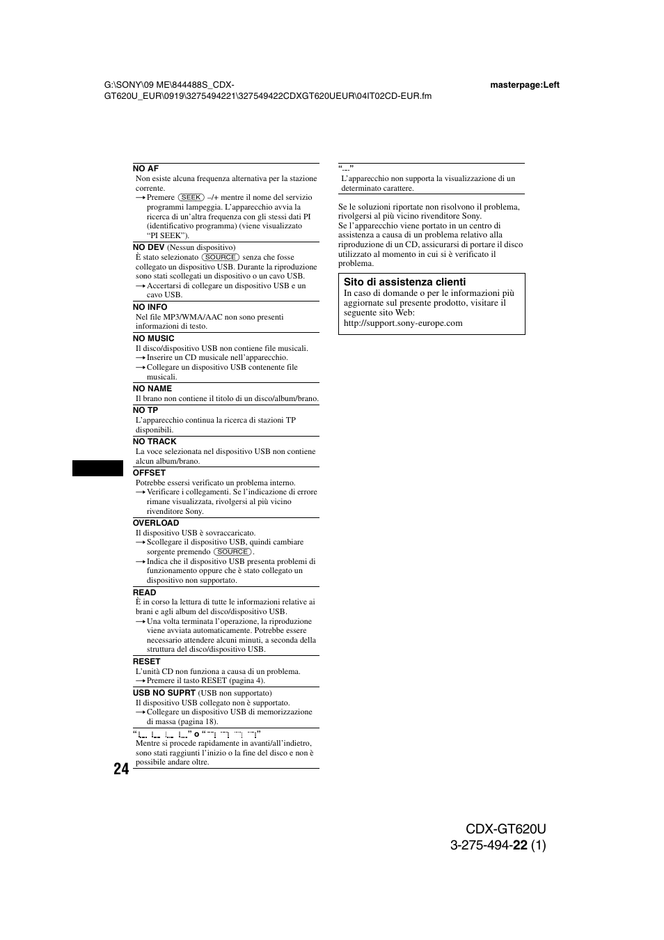 Sony CDXGT620U User Manual | Page 94 / 120