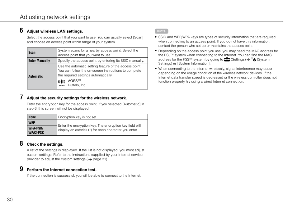 Adjusting network settings | Sony Playstation 3 CECH-2003B User Manual | Page 30 / 60