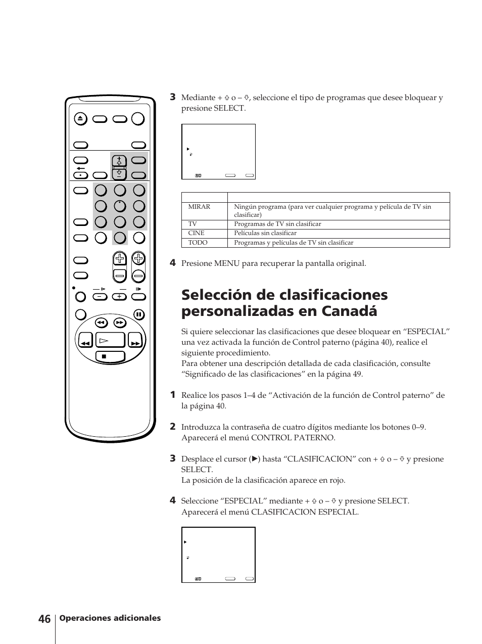 Operaciones adicionales, Presione menu para recuperar la pantalla original | Sony KV-13VM42 User Manual | Page 170 / 188