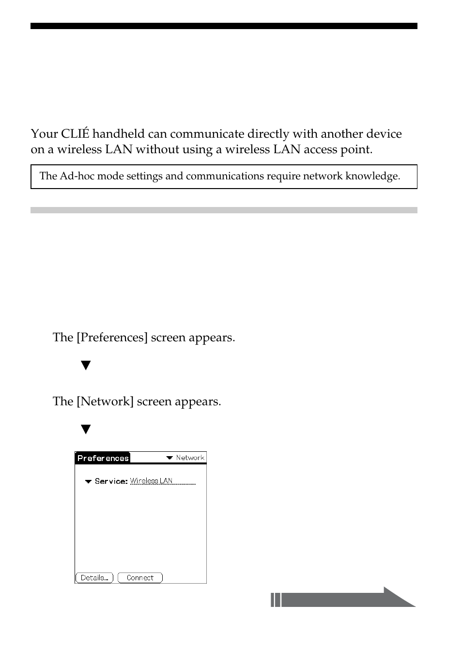 Basic settings, And another device on a wireless lan (ad-hoc mode) | Sony PEGA-WL100 User Manual | Page 23 / 40
