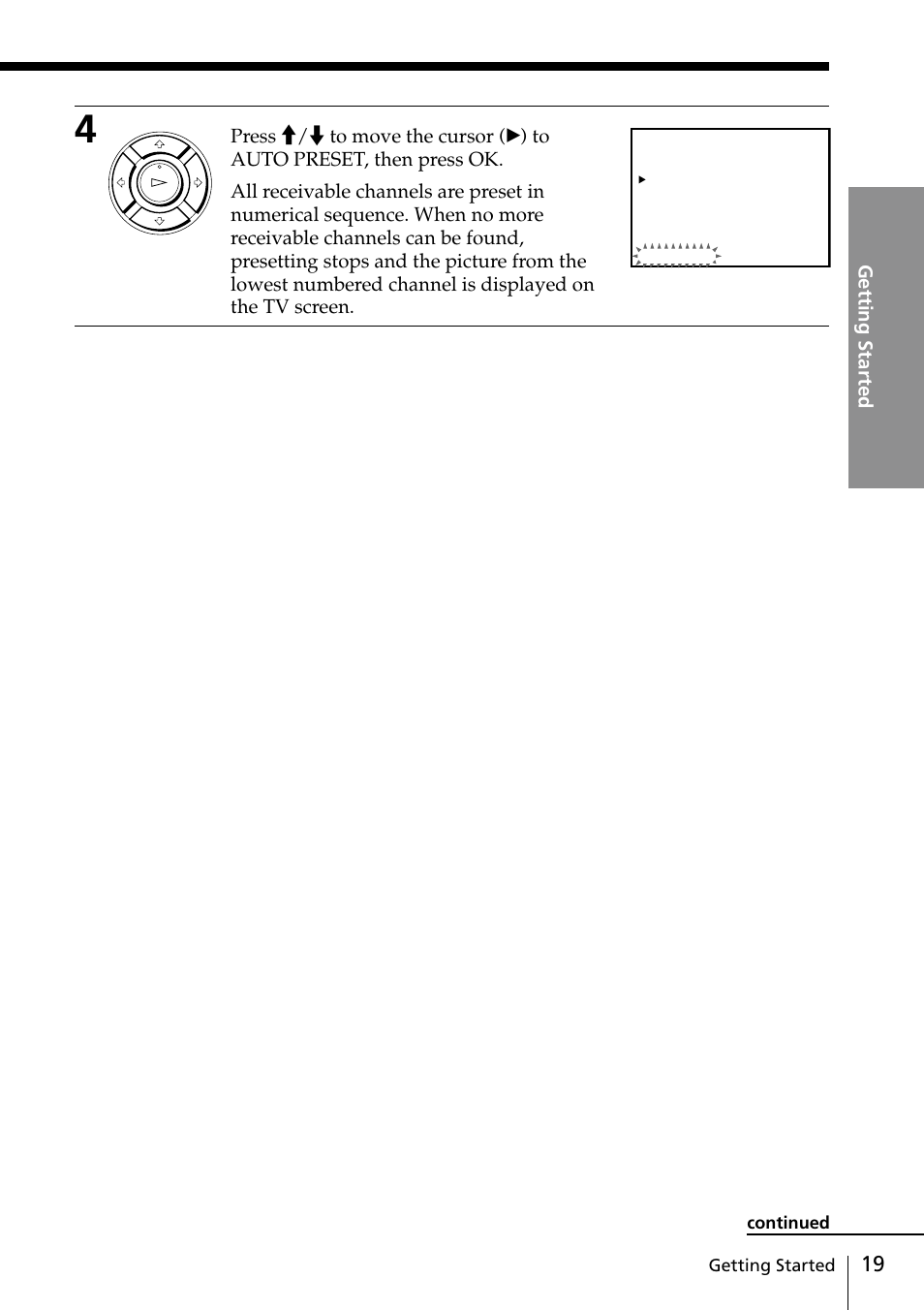 Getting started, Continued | Sony SLV-EZ77AS User Manual | Page 19 / 75
