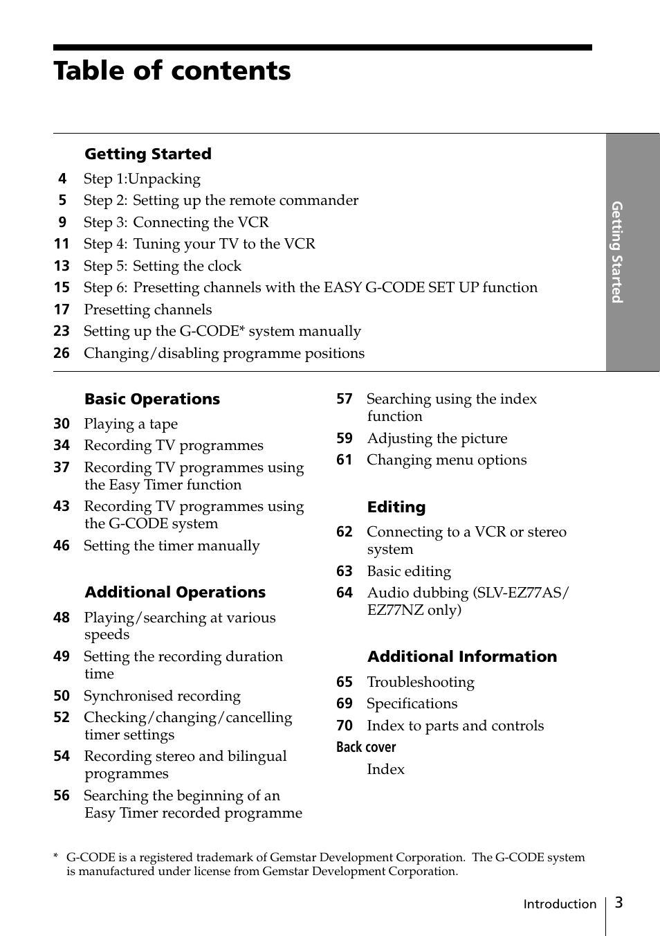 Sony SLV-EZ77AS User Manual | Page 3 / 75