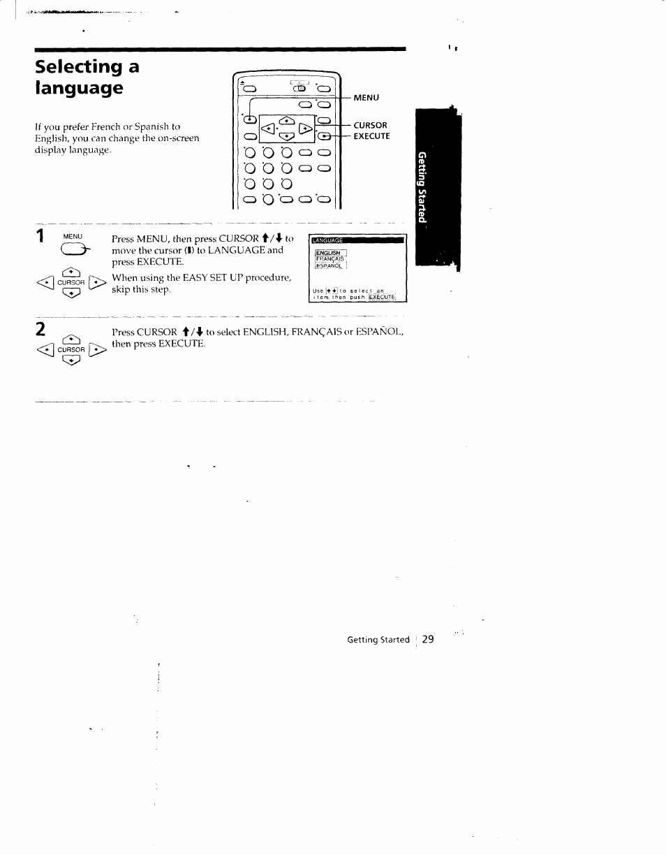 Selecting a language | Sony SLV-790HF User Manual | Page 29 / 81