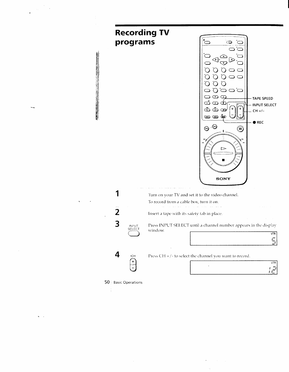 Recording tv programs | Sony SLV-790HF User Manual | Page 50 / 81