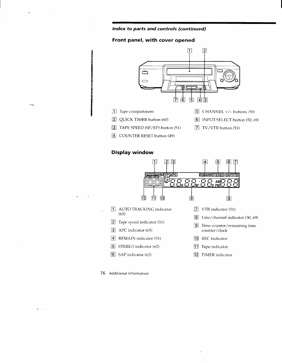 Display window, Lremainii5tem15f | Sony SLV-790HF User Manual | Page 76 / 81