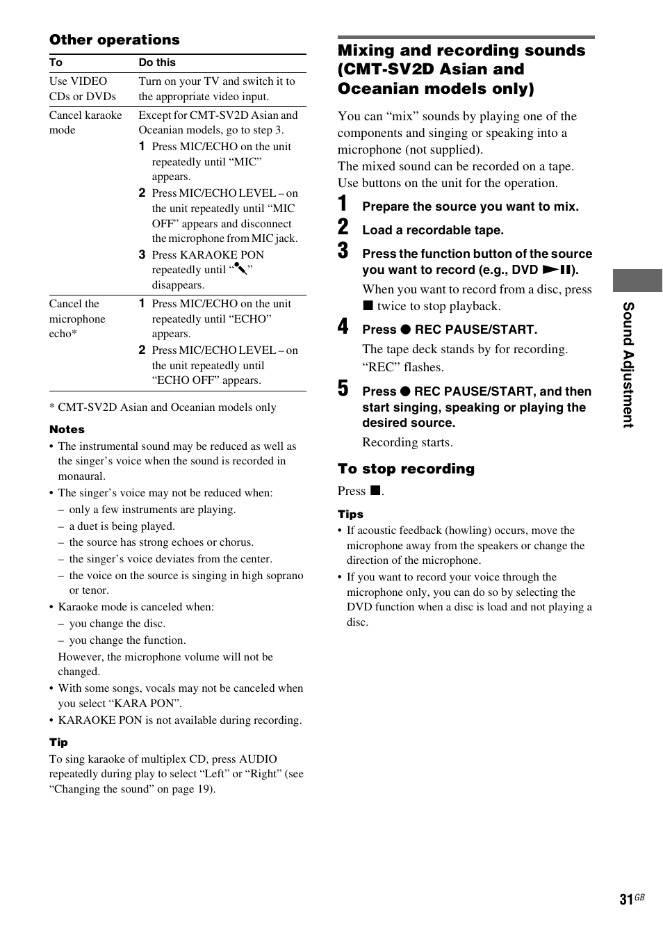 Sony CMT-DV2D User Manual | Page 31 / 56
