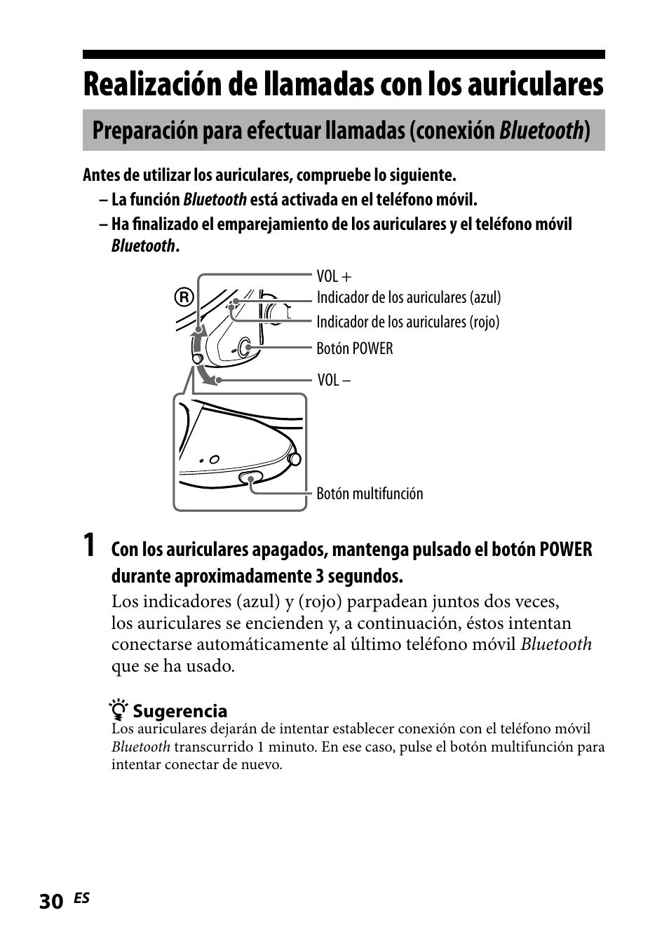 Realización de llamadas con los auriculares, Realización.de.llamadas.con.los, Auriculares | Preparación para efectuar, Llamadas (conexión, Bluetooth ) | Sony DR BT160IK User Manual | Page 70 / 84