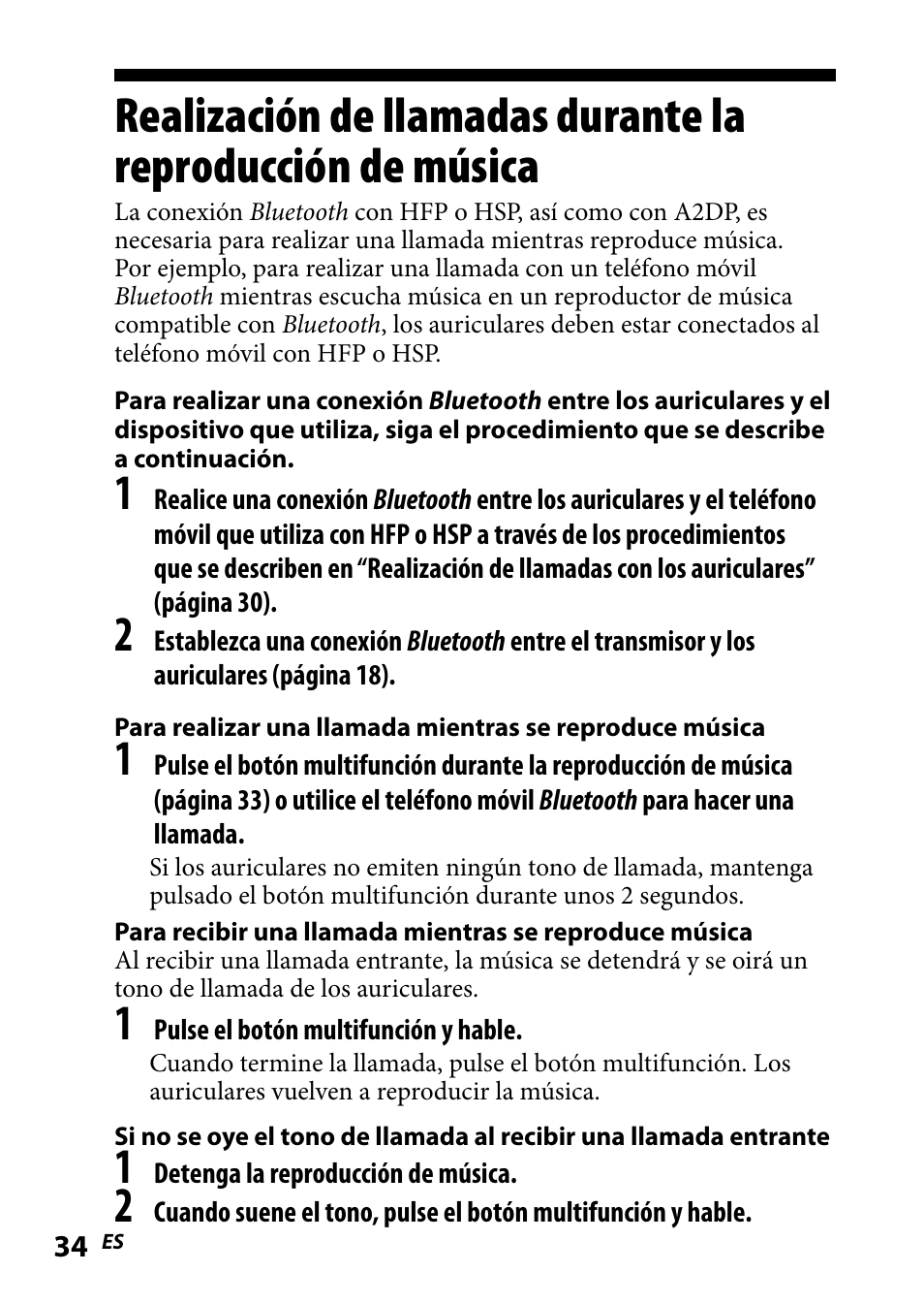 Realización.de.llamadas, Durante.la.reproducción, De.música | Sony DR BT160IK User Manual | Page 74 / 84