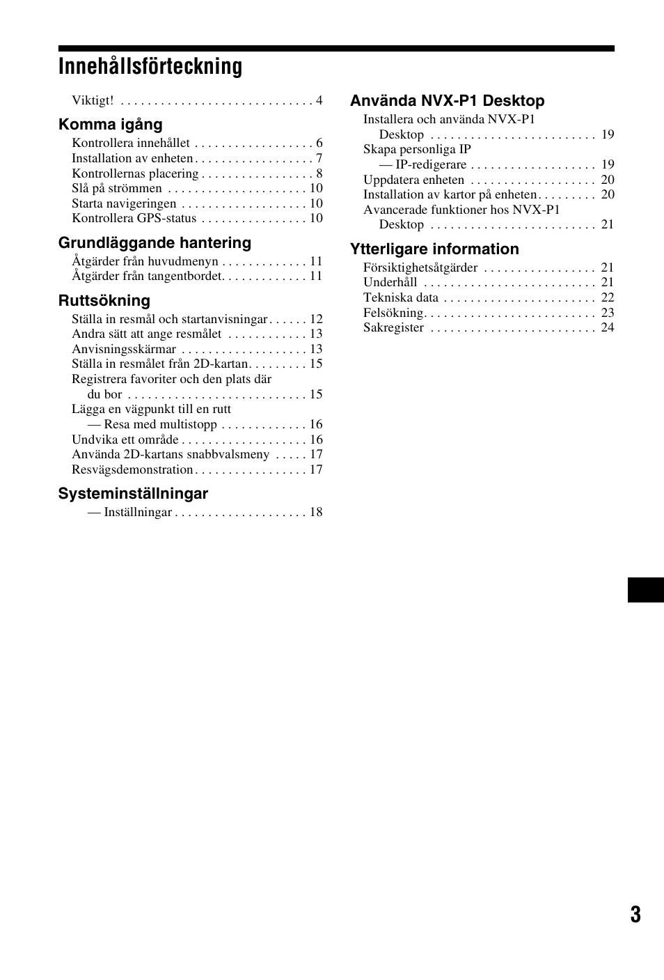 3innehållsförteckning | Sony NVX-P1 User Manual | Page 155 / 204