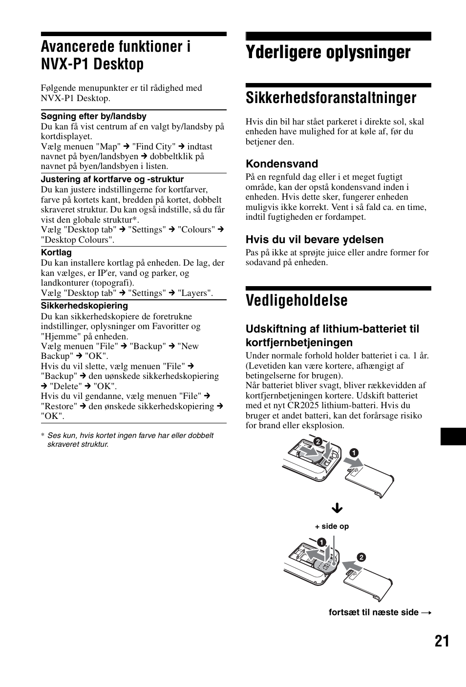 Avancerede funktioner i nvx-p1 desktop, Yderligere oplysninger, Sikkerhedsforanstaltninger | Vedligeholdelse, Avancerede funktioner i nvx-p1, Desktop, Sikkerhedsforanstaltninger vedligeholdelse, 21 avancerede funktioner i nvx-p1 desktop | Sony NVX-P1 User Manual | Page 197 / 204