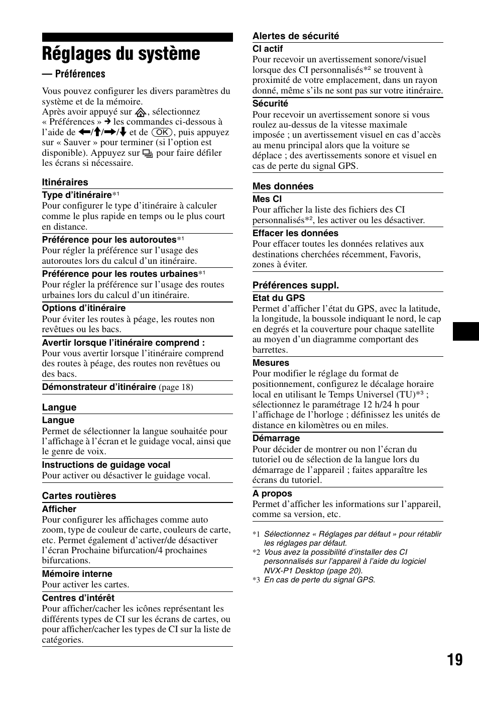 Réglages du système, Préférences | Sony NVX-P1 User Manual | Page 69 / 204