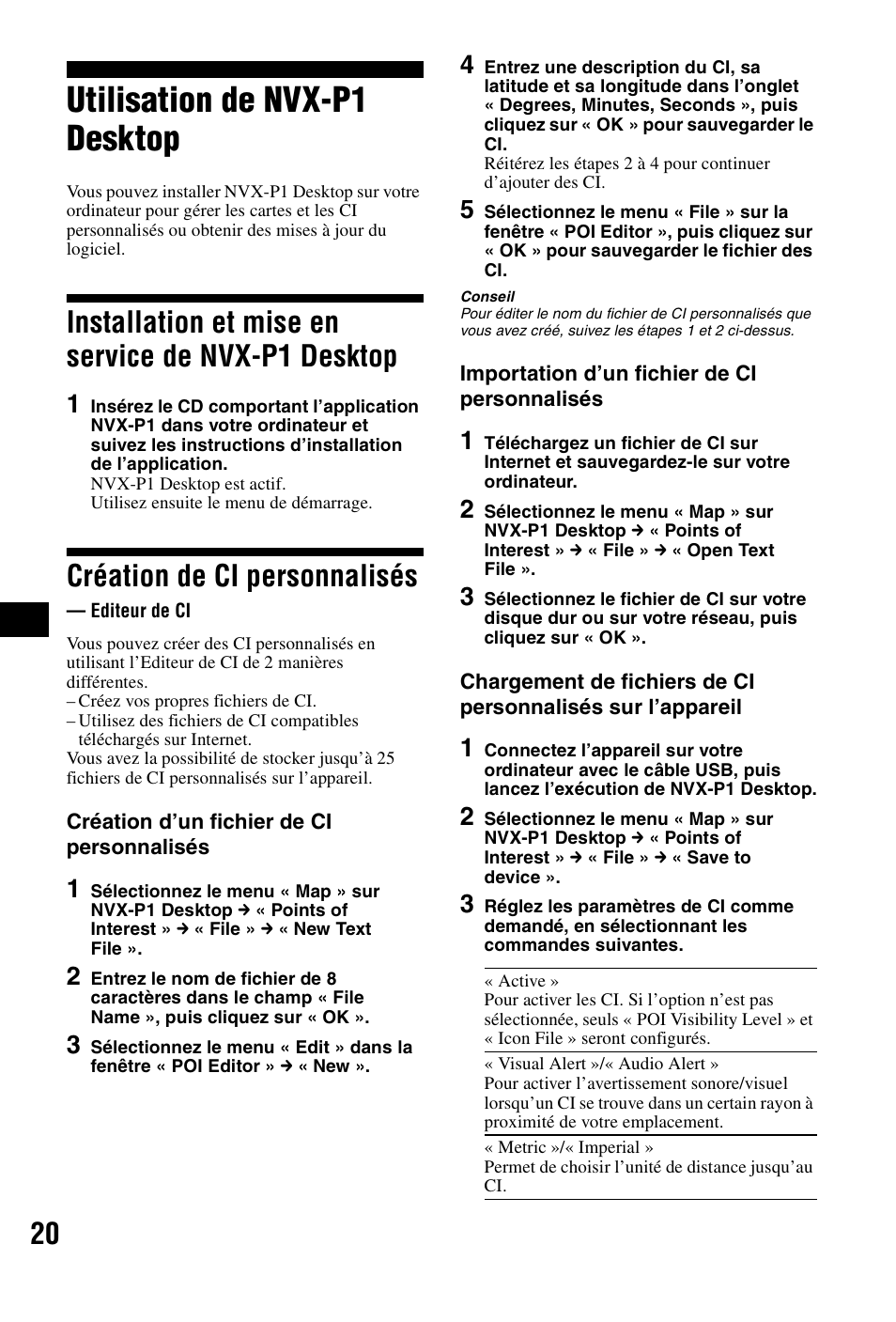 Utilisation de nvx-p1 desktop, Installation et mise en service de nvx-p1 desktop, Création de ci personnalisés | Editeur de ci, Installation et mise en service de nvx-p1, Desktop | Sony NVX-P1 User Manual | Page 70 / 204