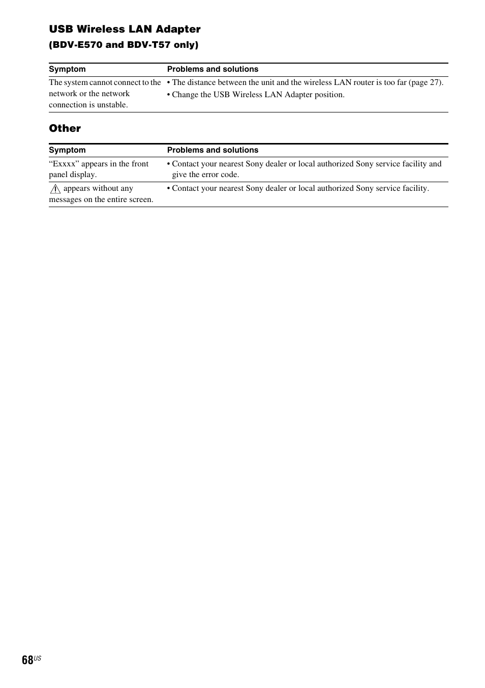 Usb wireless lan adapter, Other | Sony 4-178-243-1 User Manual | Page 68 / 79