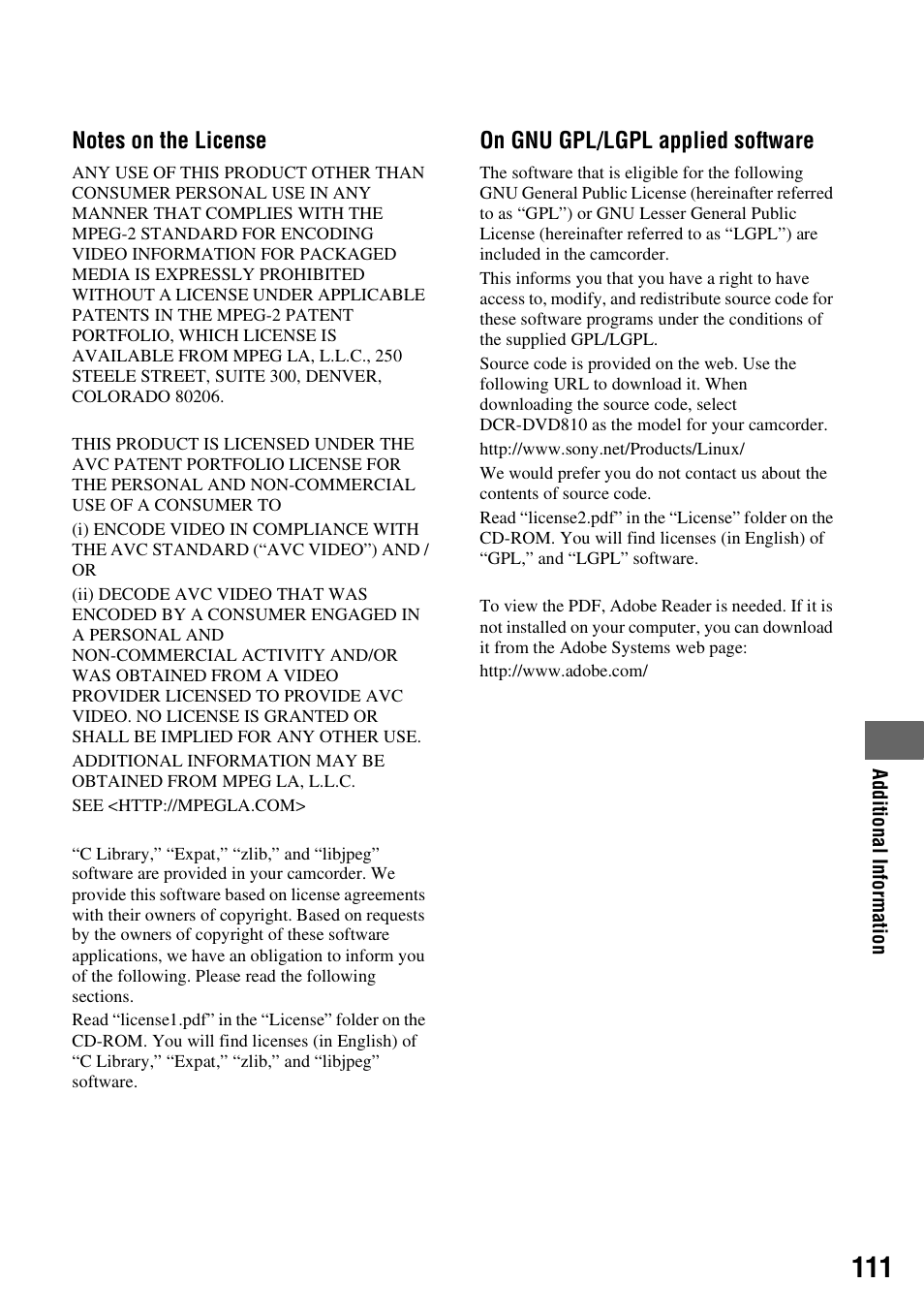 Sony 3-286-590-12(1) User Manual | Page 111 / 124