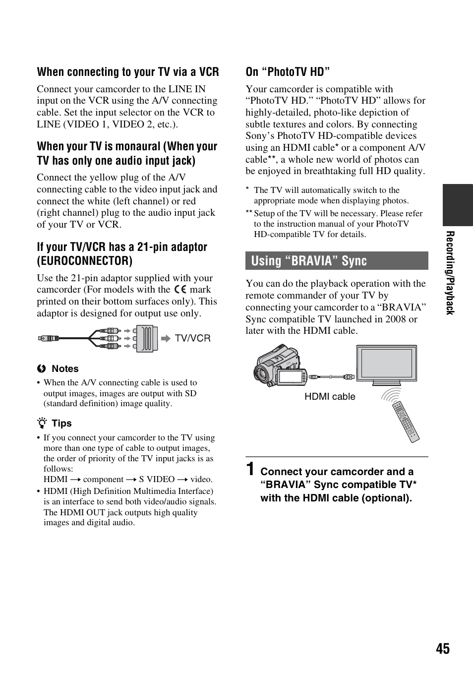 R (p. 45, Using “bravia” sync | Sony 3-286-590-12(1) User Manual | Page 45 / 124