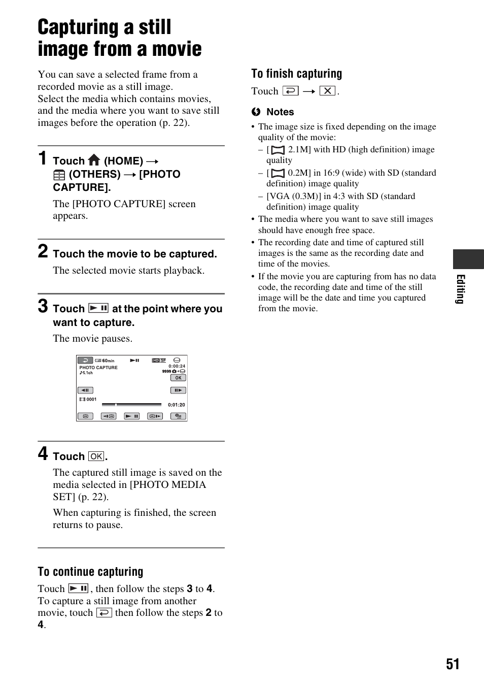 Capturing a still image from a movie, P. 51) | Sony 3-286-590-12(1) User Manual | Page 51 / 124