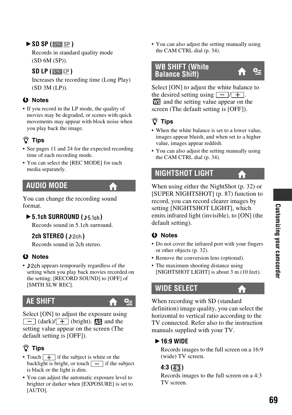 P. 69) | Sony 3-286-590-12(1) User Manual | Page 69 / 124